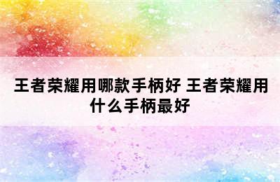 王者荣耀用哪款手柄好 王者荣耀用什么手柄最好